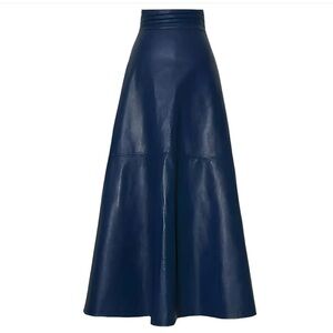 Elegant Navy Blue Pleather Maxi Skirt